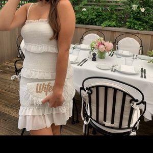 Nasty Gal white ruffle dress- worn once! Perfect for bachelorette